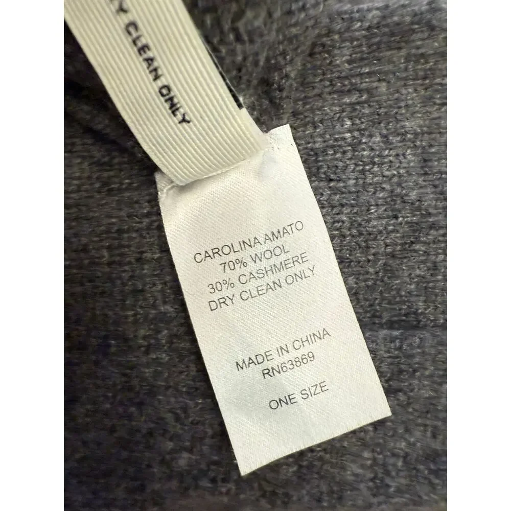 Carolina Amato Women's One Size Gray Wool‎ Cashmere Blend Mittens NWT